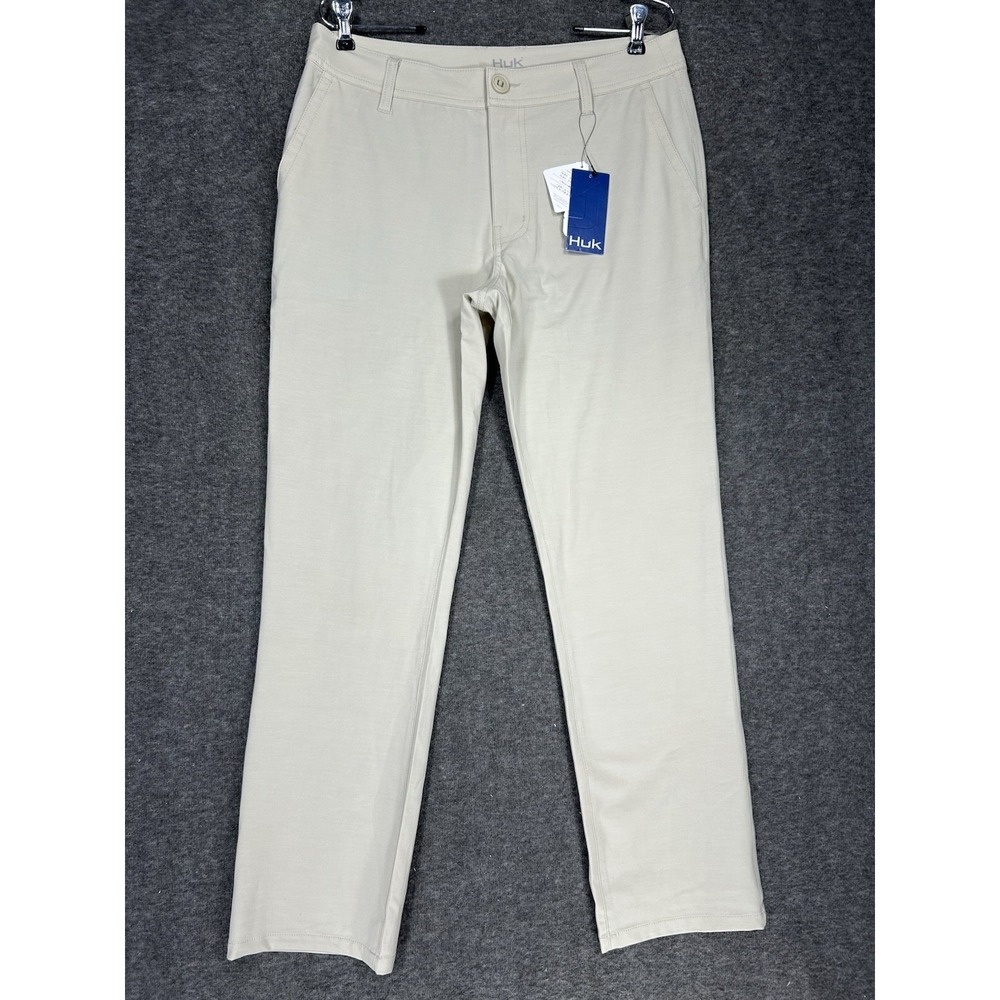 Huk Pants Mens 32x30 Beige Waypoint Performance Fishing Lightweight Chino NWT